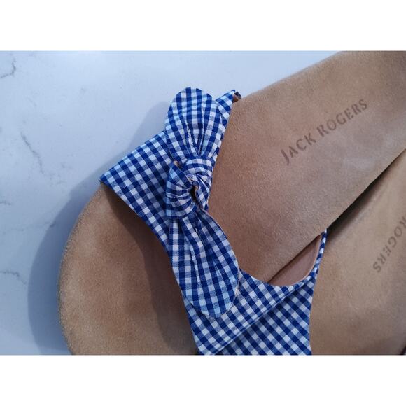 Jack Rogers Gingham knot bow slide sz 8.5 Boho Cottagecore beachy coastal chic - Picture 6 of 8